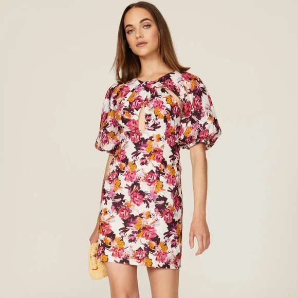 Nicholas Puff Sleeve Floral Cotton Dress 2 - Picture 1 of 5